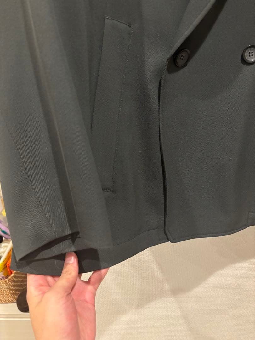 PUBLIC TOKYO AQUA WOOL カルゼダブルジャケット グリーン
