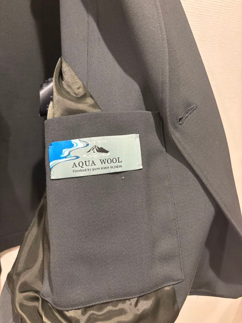 PUBLIC TOKYO AQUA WOOL カルゼダブルジャケット グリーン