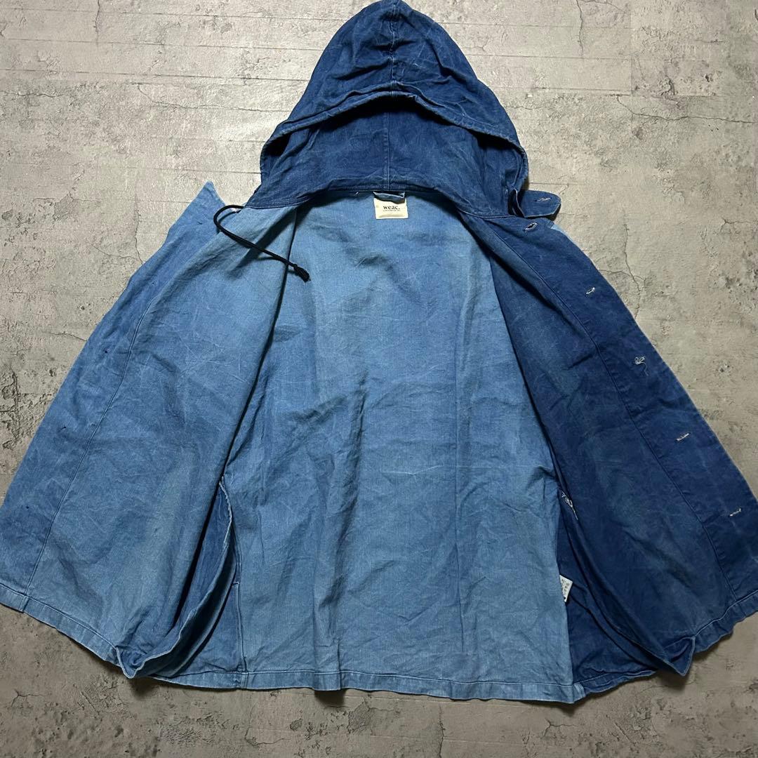 極美品 weac. デニム マウンテン パーカー 麻 バイカラー 濃紺 希少