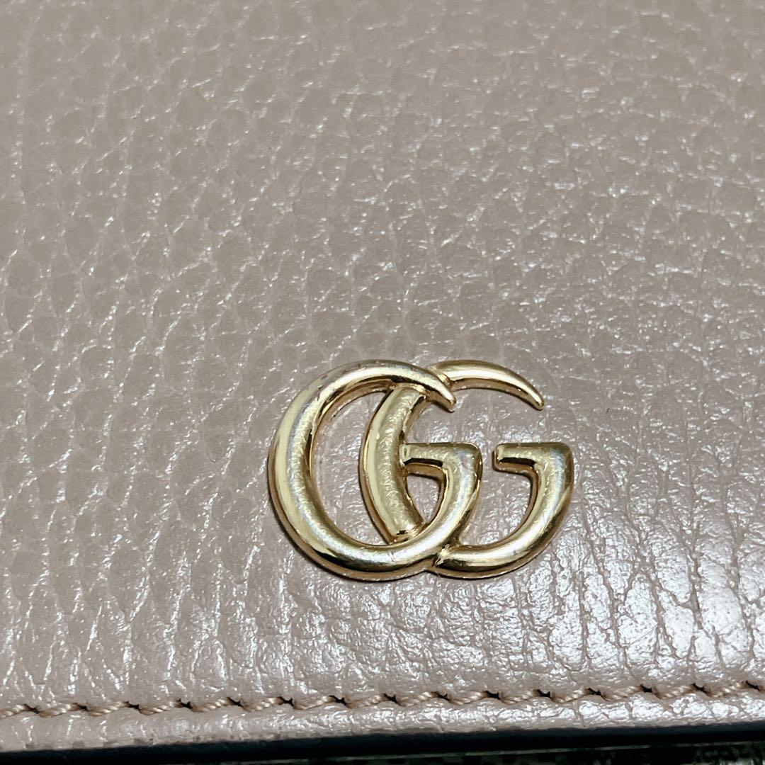 GUCCI 財布 ピンク GGマーモント二つ折り スプリーム バイカラー