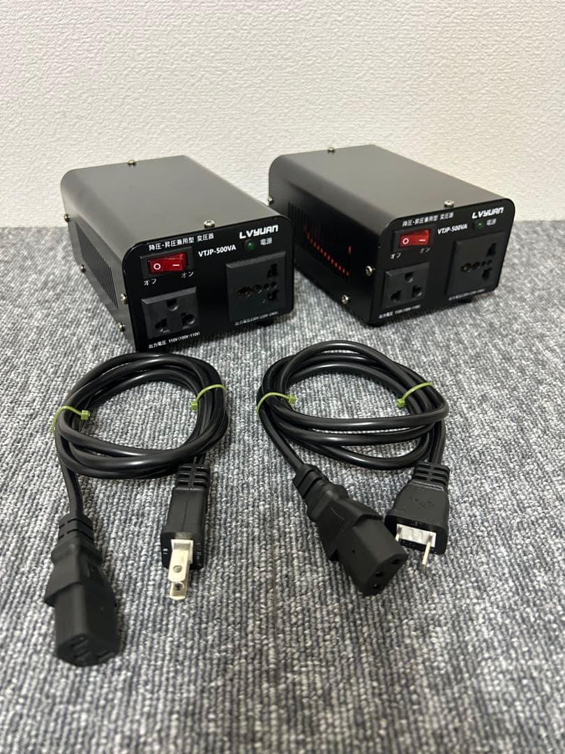LVYUAN 海外国内両用型変圧器 VTJP-500VA コンセント2個セット