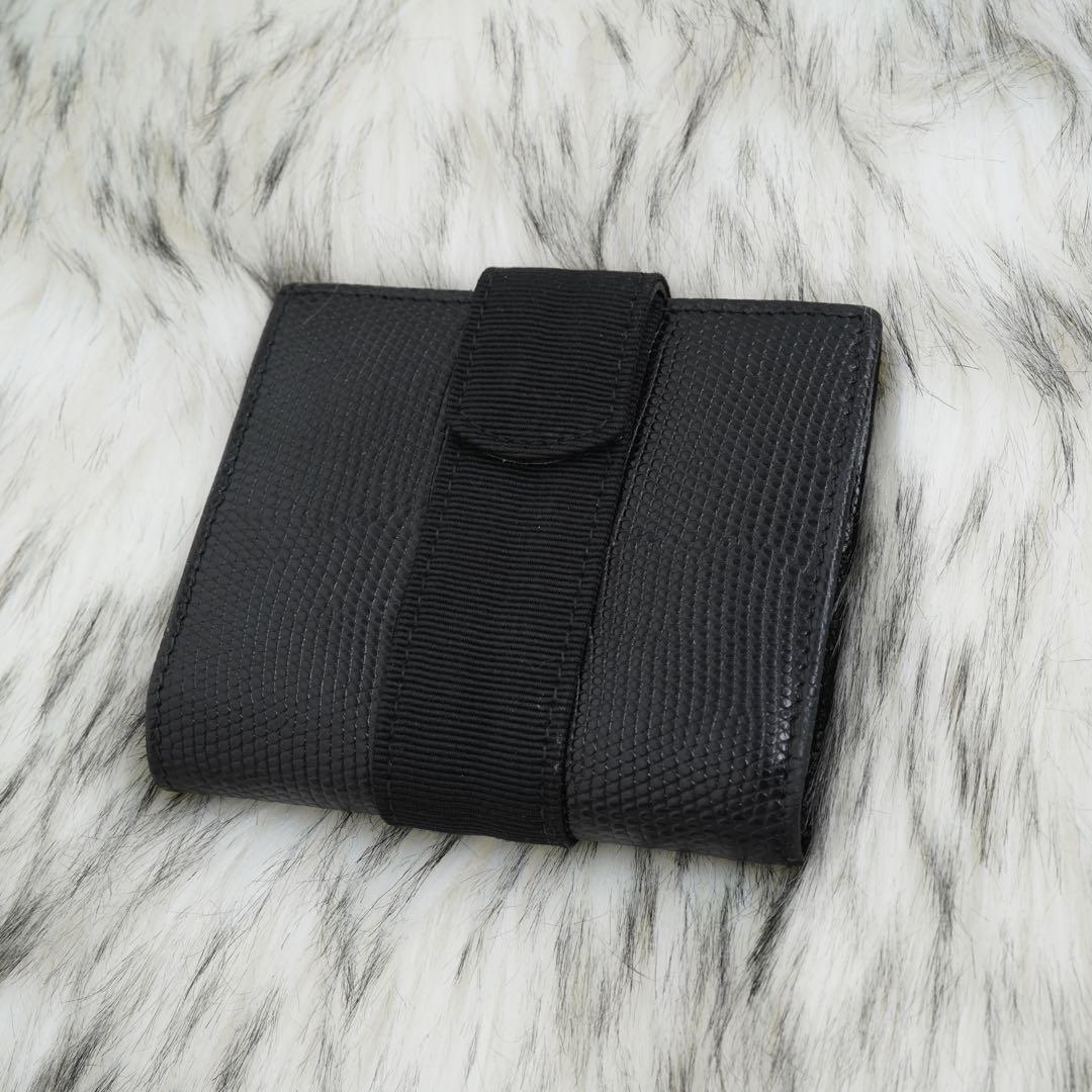 未使用品　Salvatore Ferragamo 二つ折り財布　ヴァラリボン　黒