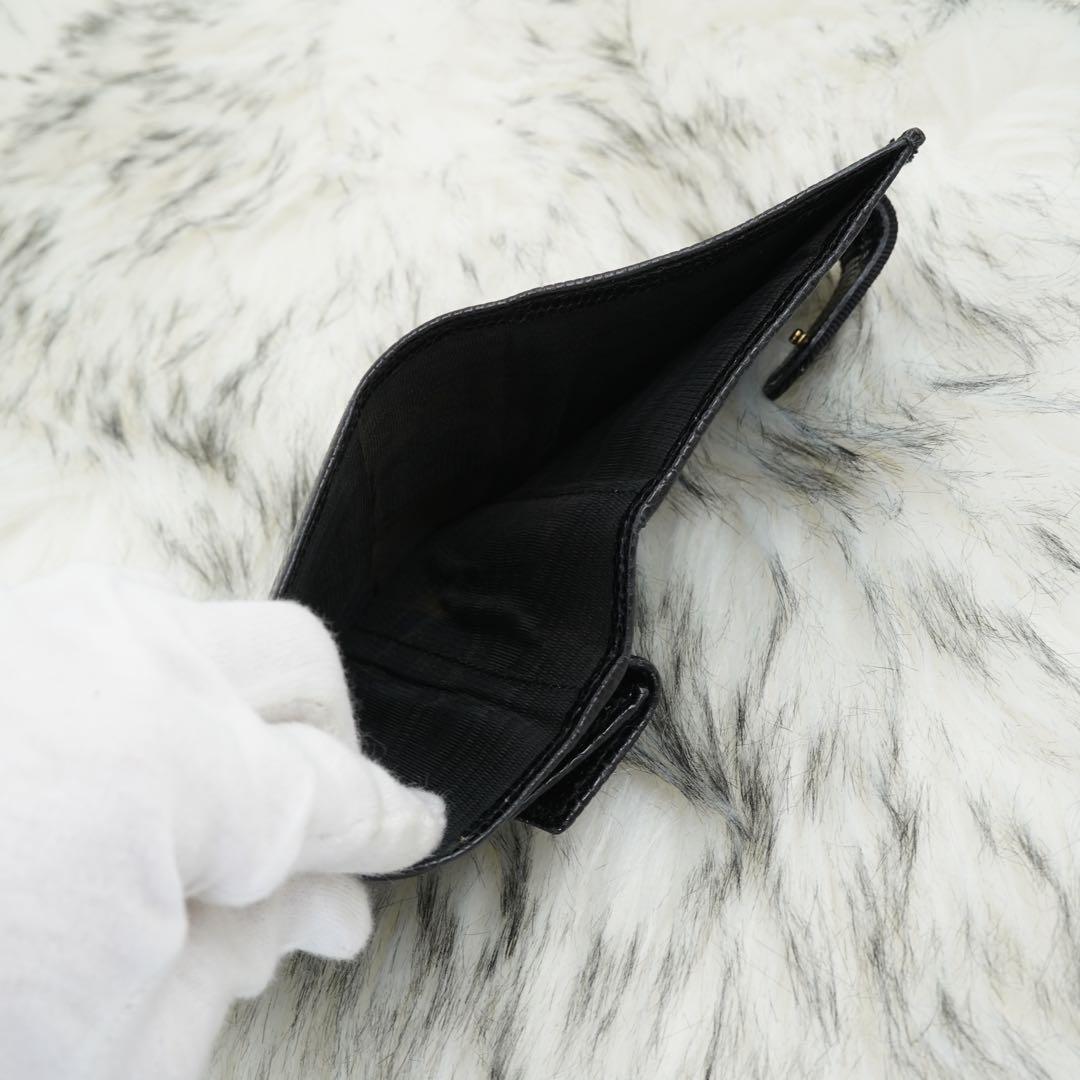 未使用品　Salvatore Ferragamo 二つ折り財布　ヴァラリボン　黒