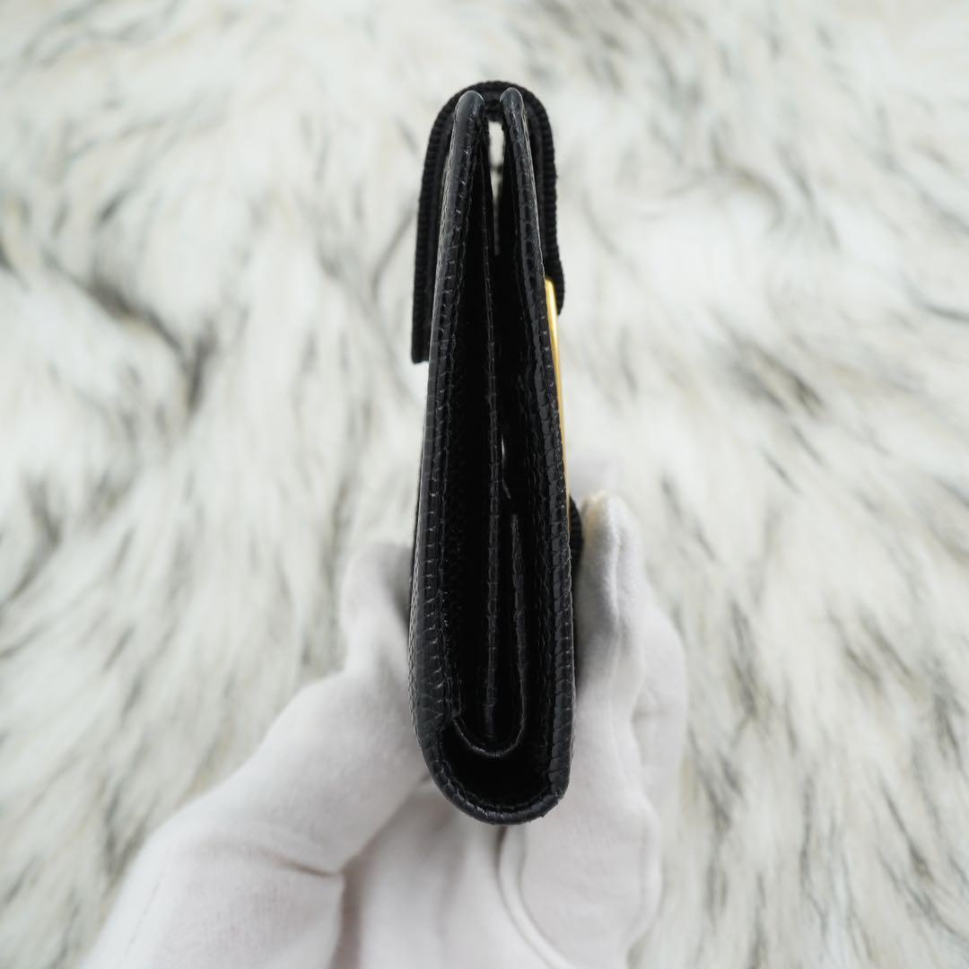 未使用品　Salvatore Ferragamo 二つ折り財布　ヴァラリボン　黒