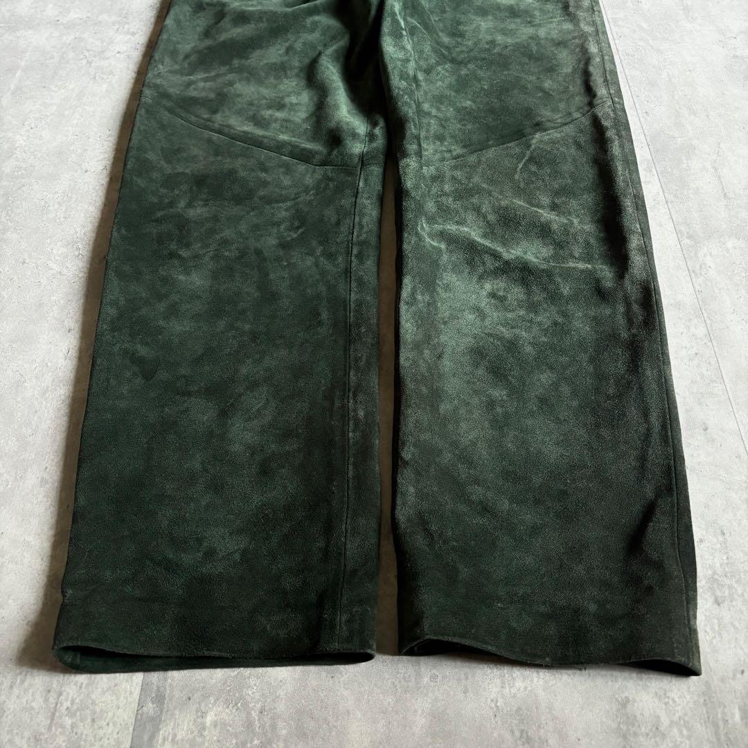 【90s vintage】レザーパンツ　ヌバックレザー　スエード　本革　古着