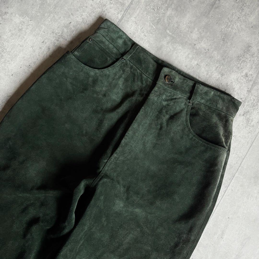 【90s vintage】レザーパンツ　ヌバックレザー　スエード　本革　古着