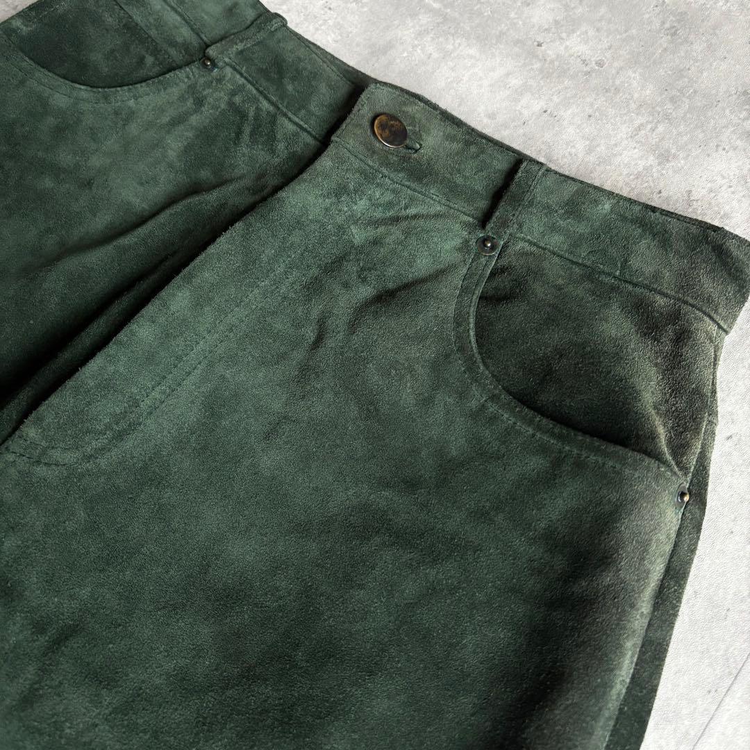 【90s vintage】レザーパンツ　ヌバックレザー　スエード　本革　古着