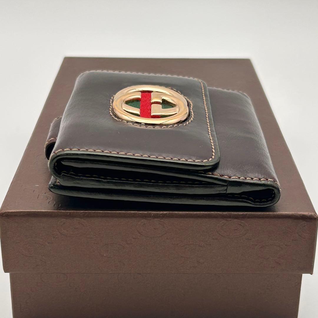 ✨美品✨ GUCCI 二つ折り財布 GG グッチ インターロック シェリーライン