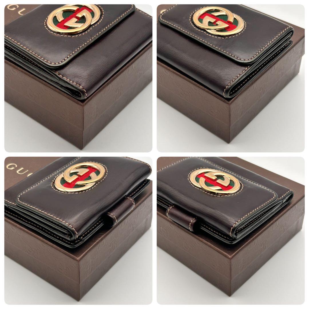 ✨美品✨ GUCCI 二つ折り財布 GG グッチ インターロック シェリーライン