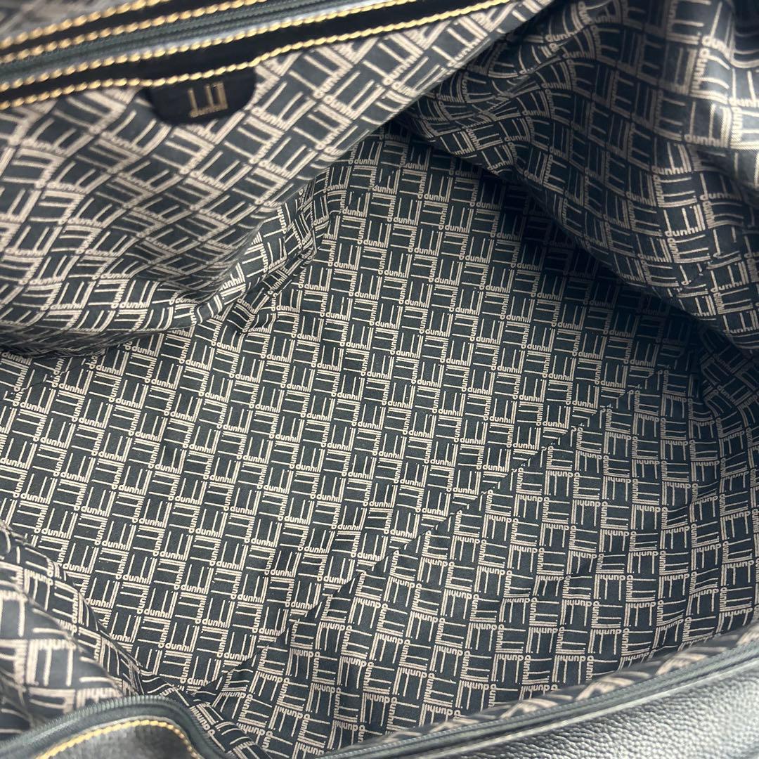 【美品】ダンヒル　ボストンバッグ　レザー　ロゴ金具　デカボストン　黒　2way