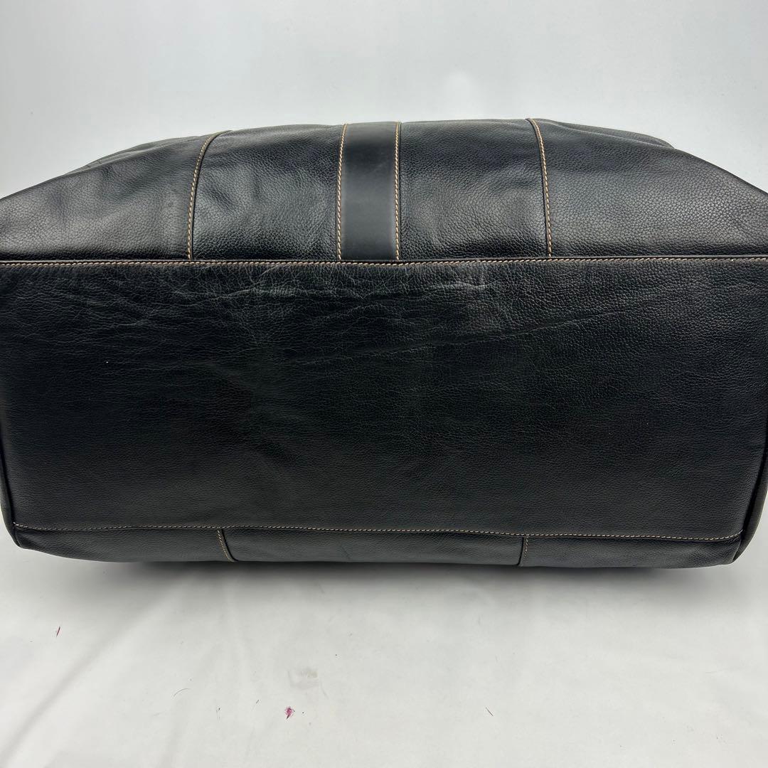 【美品】ダンヒル　ボストンバッグ　レザー　ロゴ金具　デカボストン　黒　2way