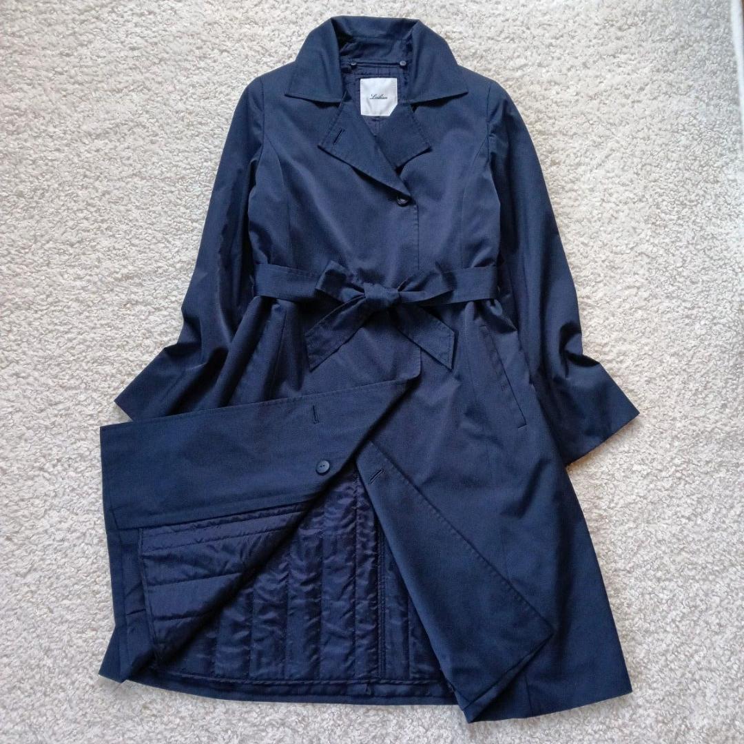 美品　Leilian レリアン　中わたライナー付きトレンチコート　日本製　紺