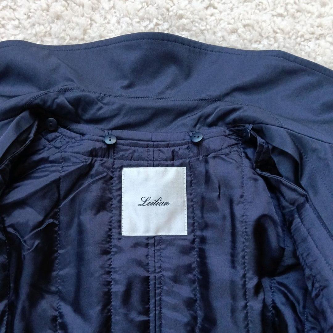 美品　Leilian レリアン　中わたライナー付きトレンチコート　日本製　紺