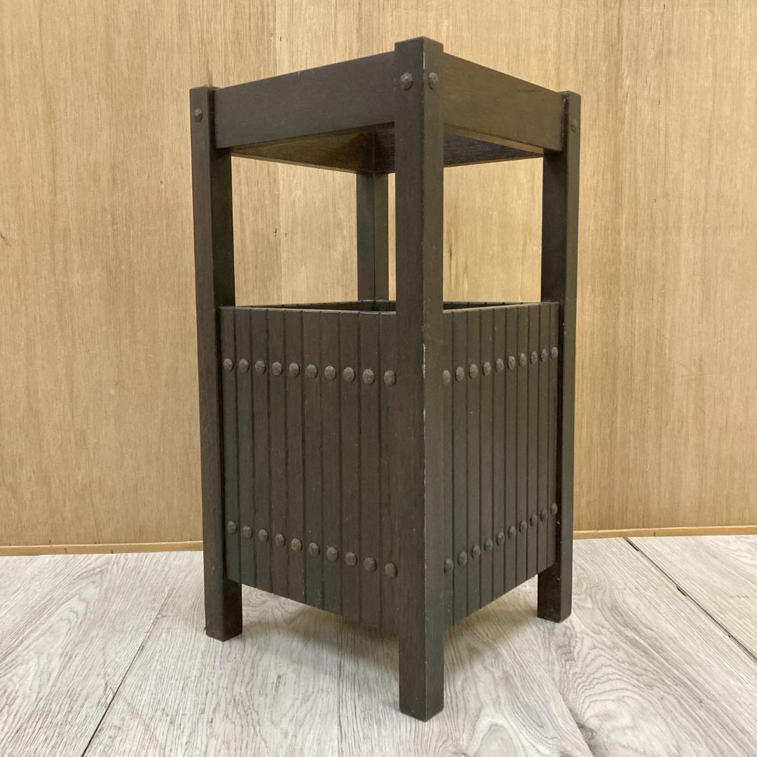 オールドカリモク　傘立て　木製　ビンテージ家具　昭和レトロ家具