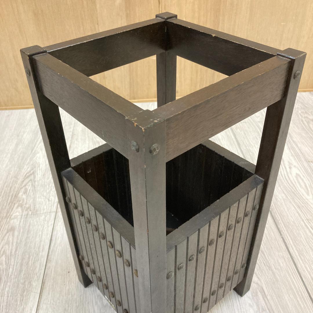 オールドカリモク　傘立て　木製　ビンテージ家具　昭和レトロ家具