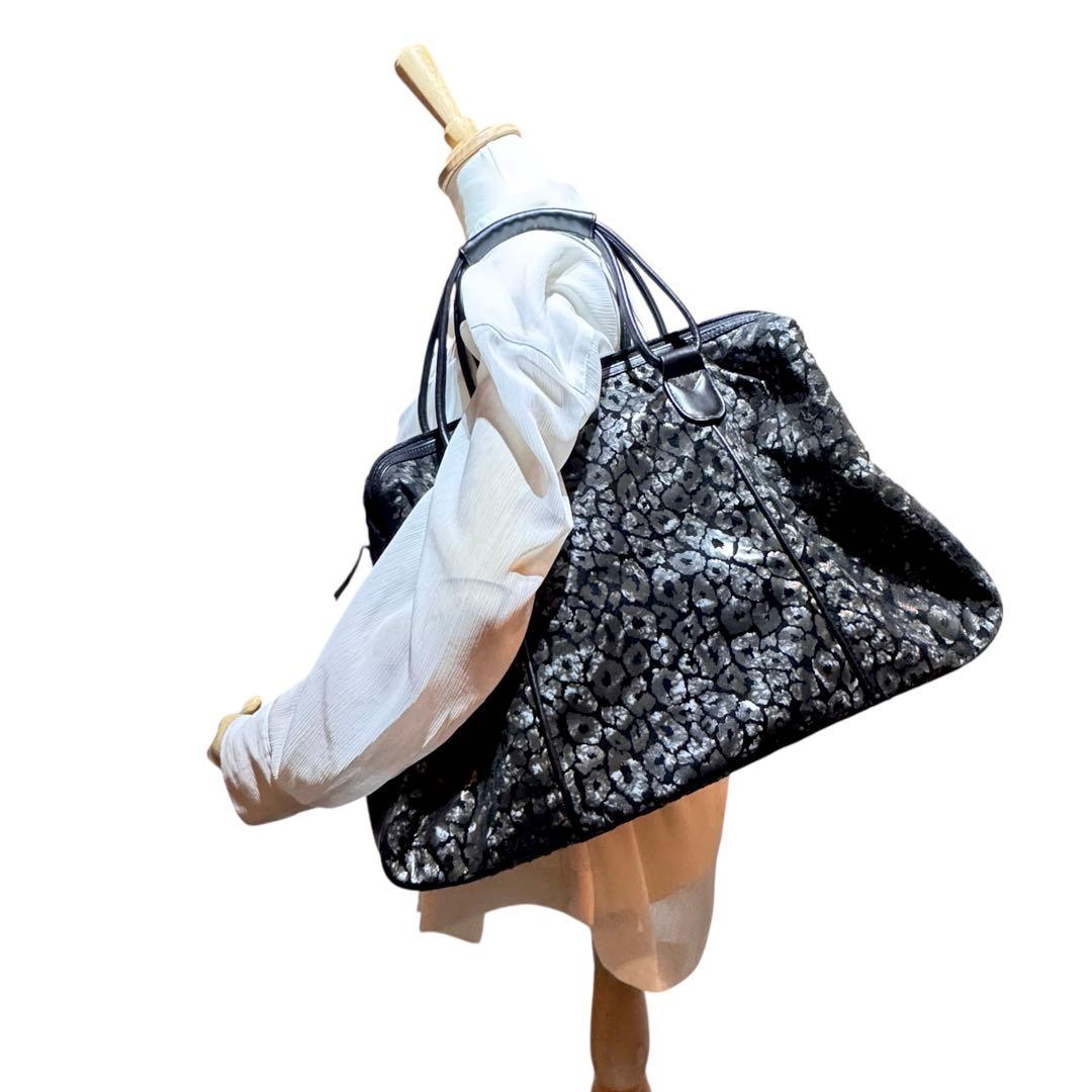 バッグ Black Leopard Large Boston Bag Y2K 00s