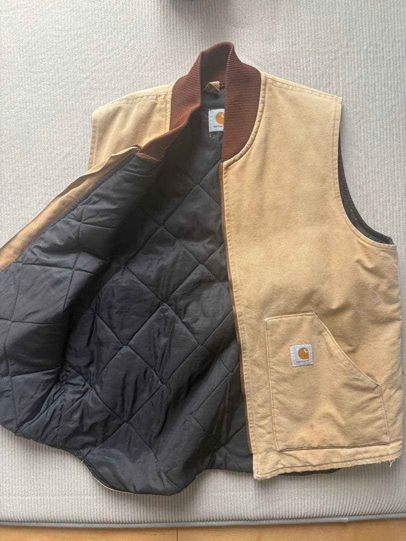 Carhartt カーハート ベージュ ダック ベスト 古着