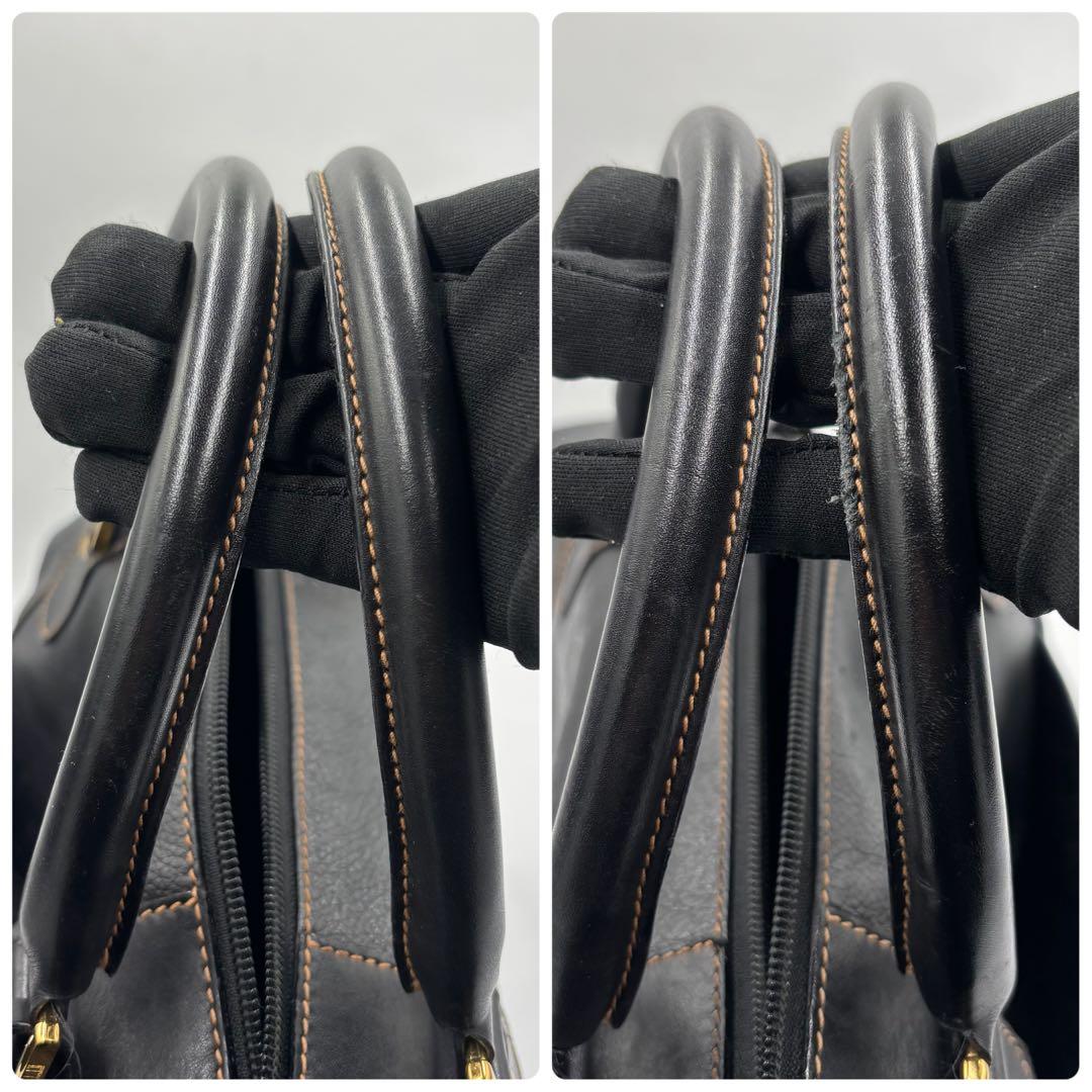 dunhill ダンヒル レザー ボストンバッグ ハンドバッグ 本革 大容量 黒