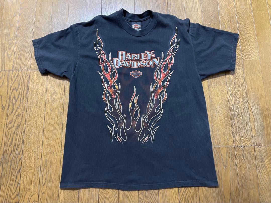 り*、様 HARLEY-DAVIDSON RED FLAME炎 90s Tシャツ