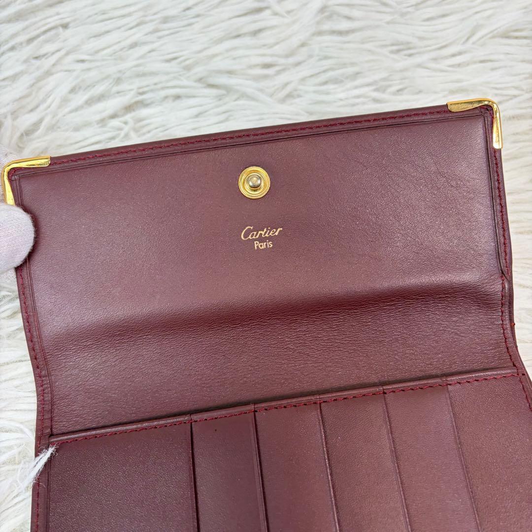 Ezbuy公式アカウント01 ✨　三つ折り財布 Wホック 金具 ボルドー