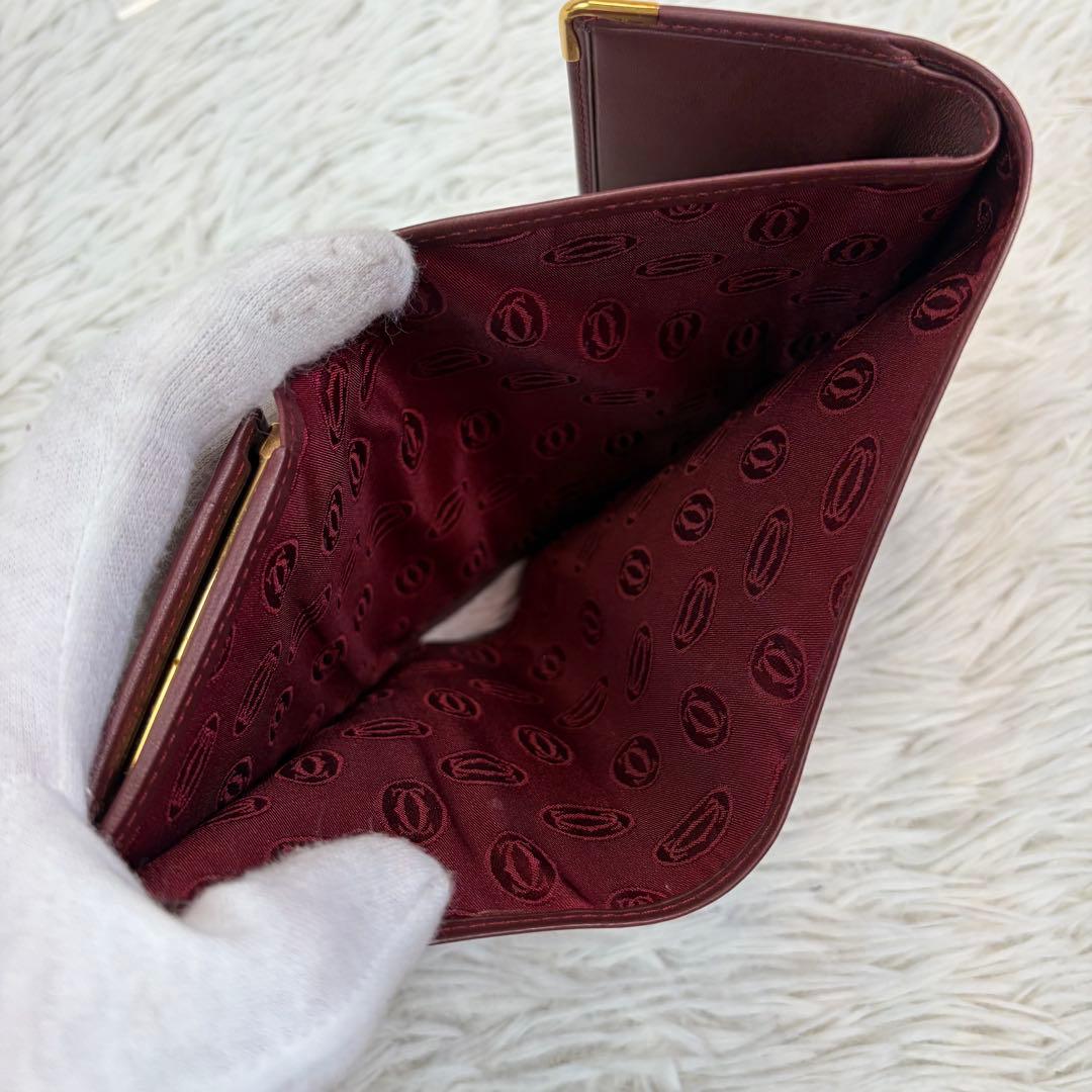 Ezbuy公式アカウント01 ✨　三つ折り財布 Wホック 金具 ボルドー