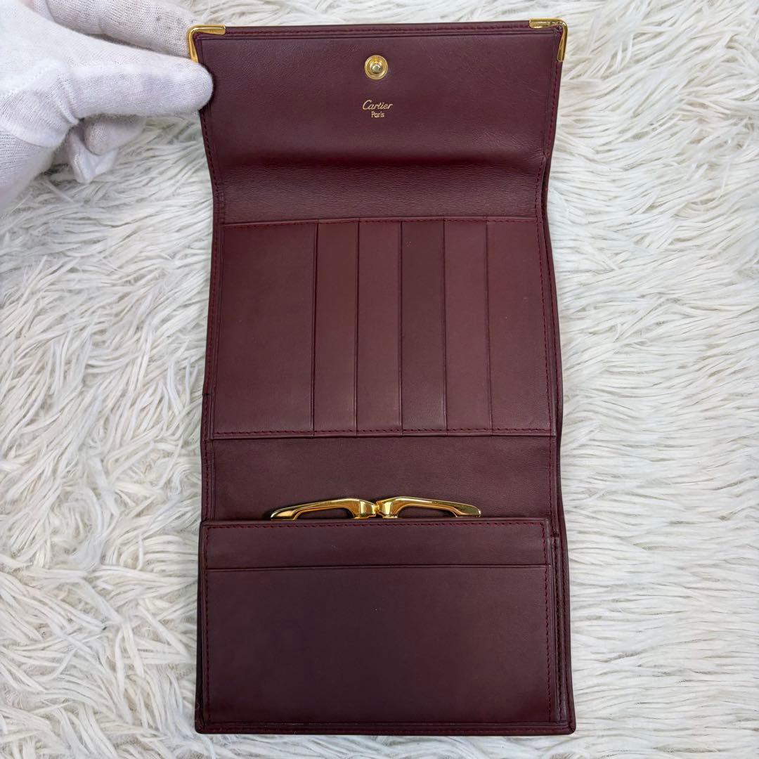 Ezbuy公式アカウント01 ✨　三つ折り財布 Wホック 金具 ボルドー