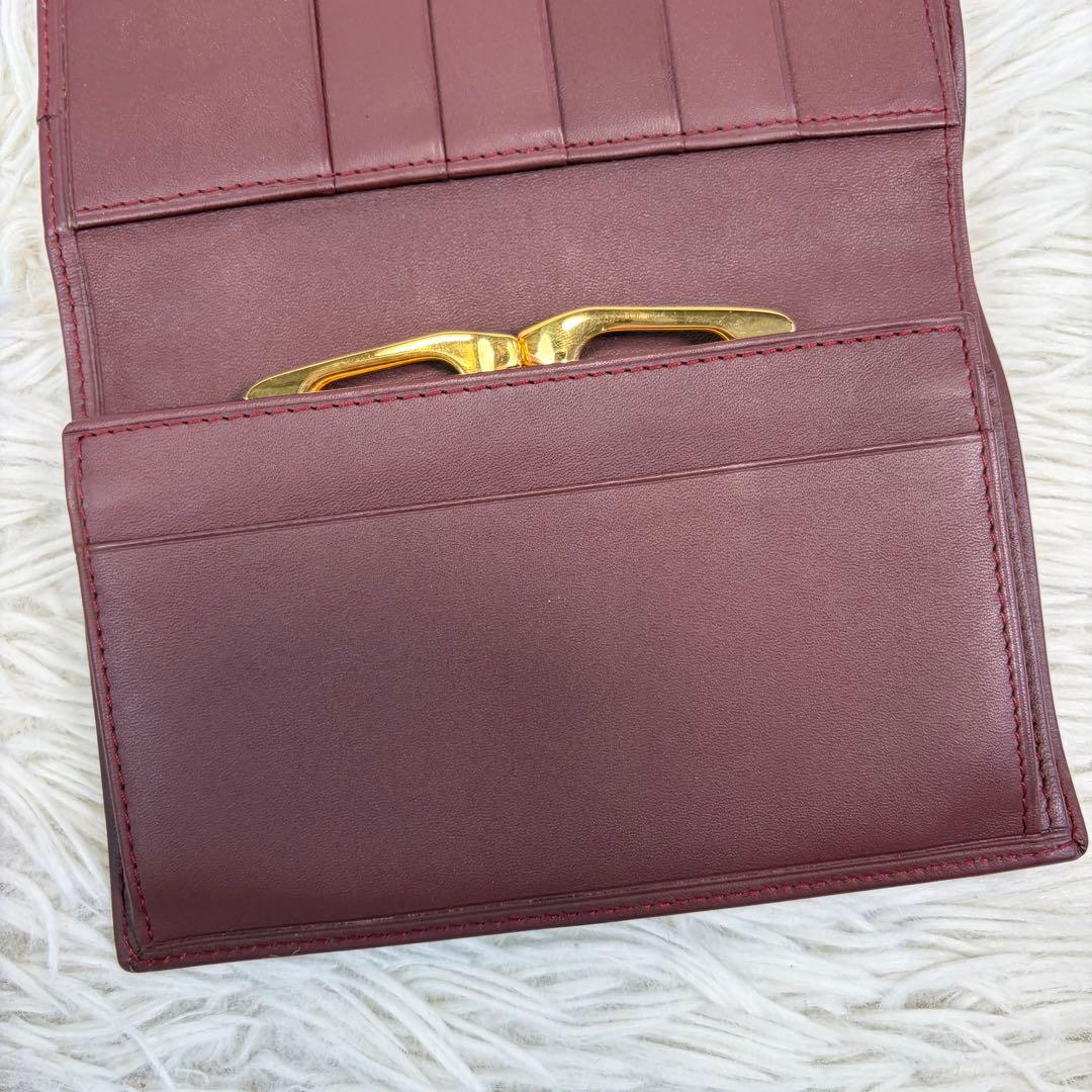 Ezbuy公式アカウント01 ✨　三つ折り財布 Wホック 金具 ボルドー
