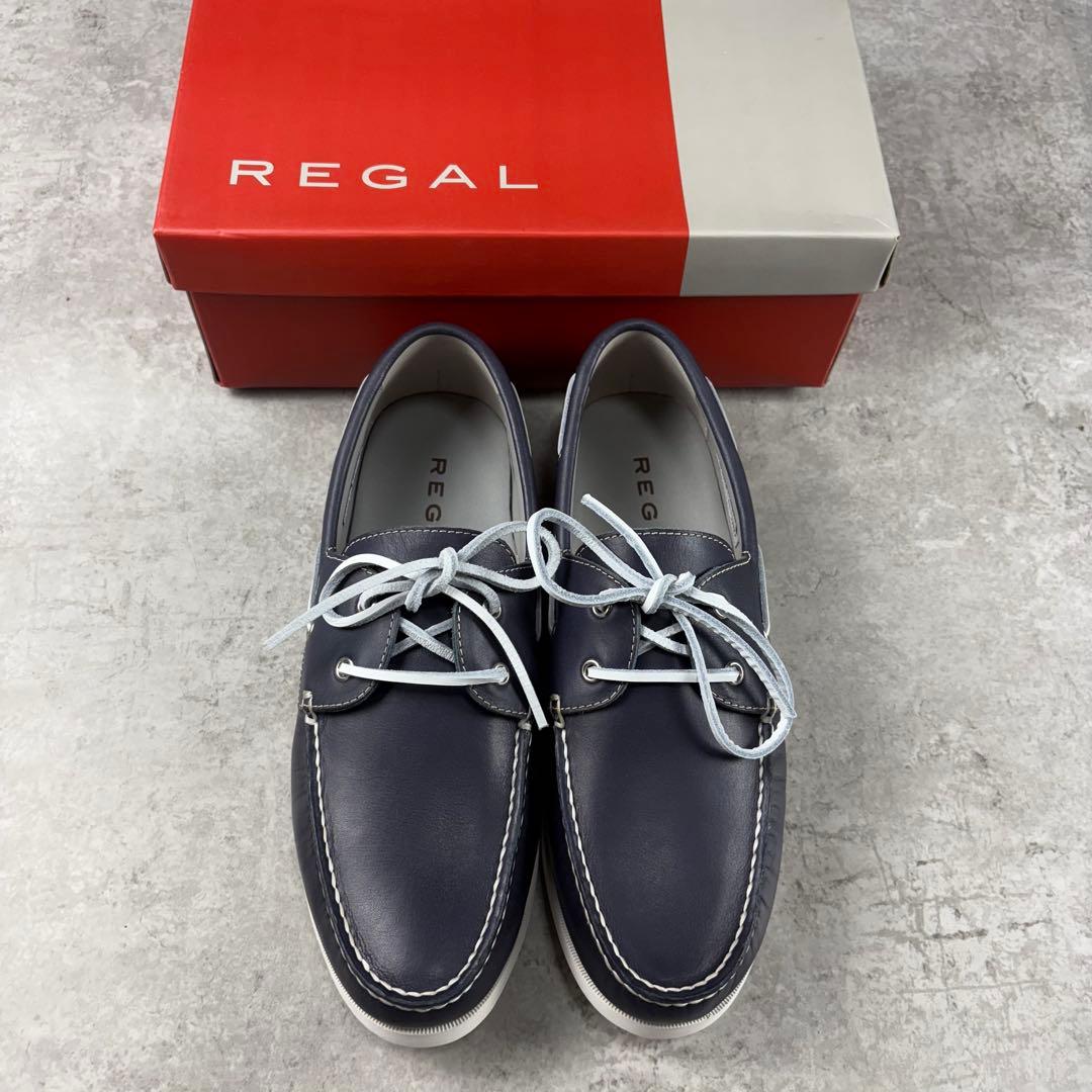 未使用　リーガル　REGAL レザー　本革　デッキシューズ　27㎝　ネイビー