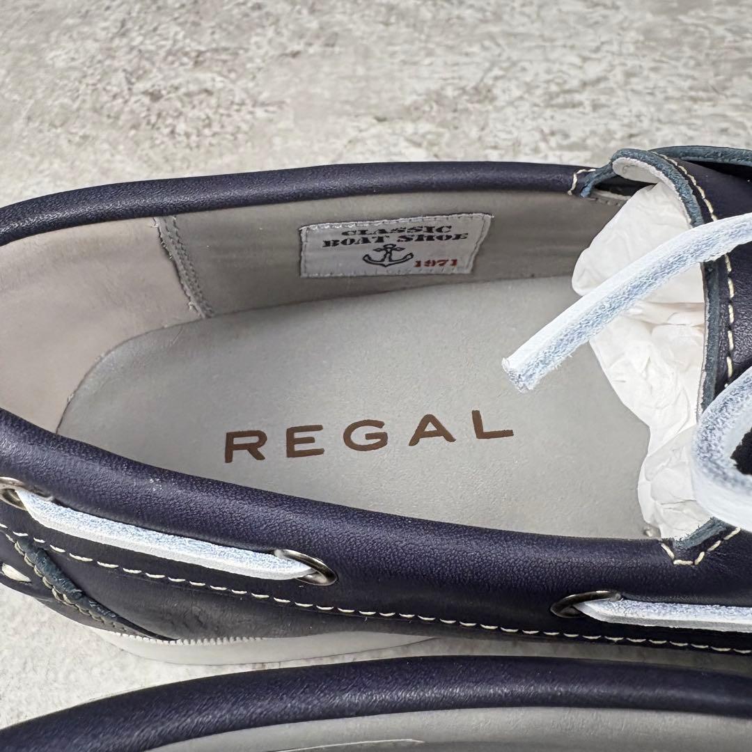 未使用　リーガル　REGAL レザー　本革　デッキシューズ　27㎝　ネイビー