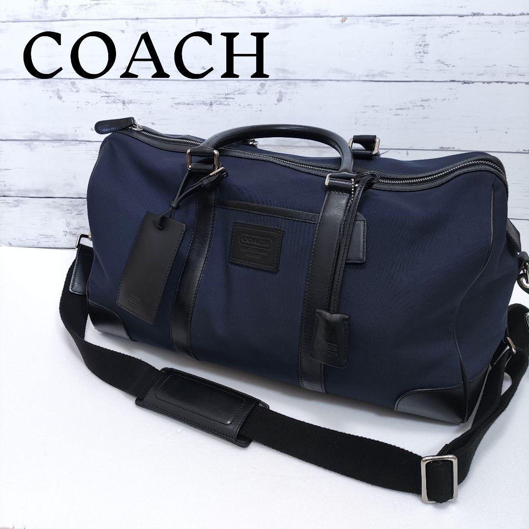 COACH ボストンバッグ 大容量 旅行 出張 キャリーバッグ ネイビー