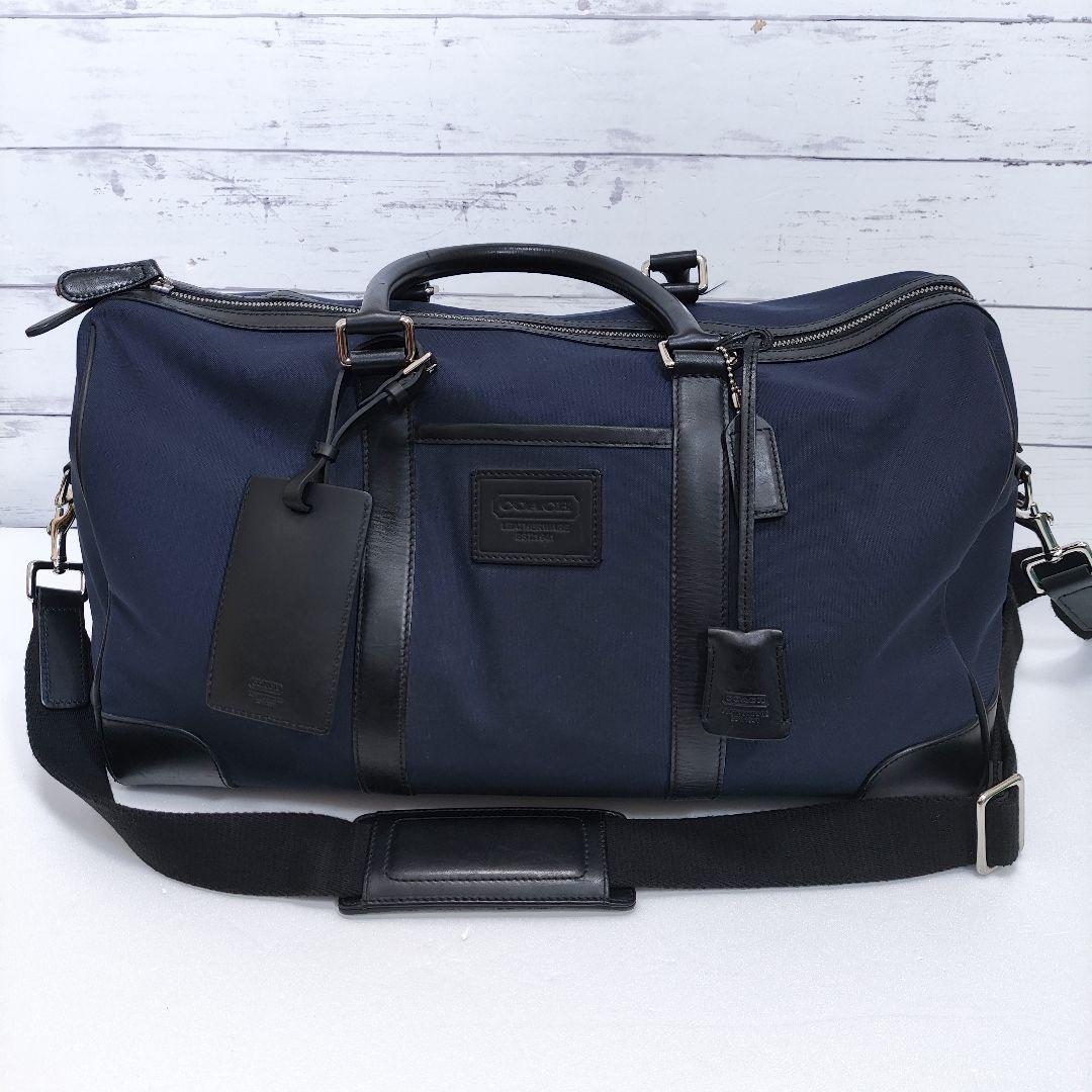 COACH ボストンバッグ 大容量 旅行 出張 キャリーバッグ ネイビー