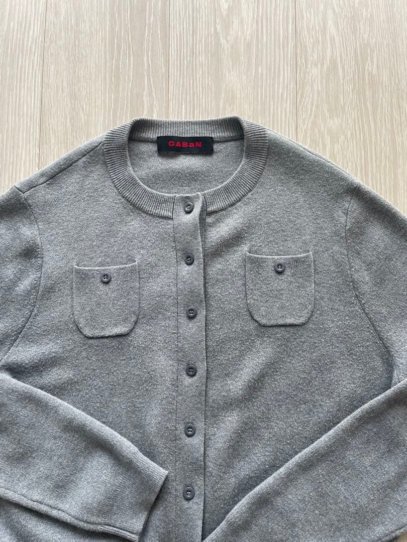 CABaN コットンカシミヤ クルーネックカーディガン　グレー　XS