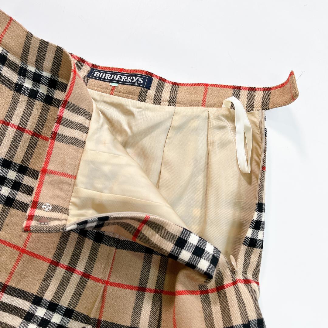 BURBERRYS 秋冬 ウール ノバチェック プリーツスカート9 M ベージュ