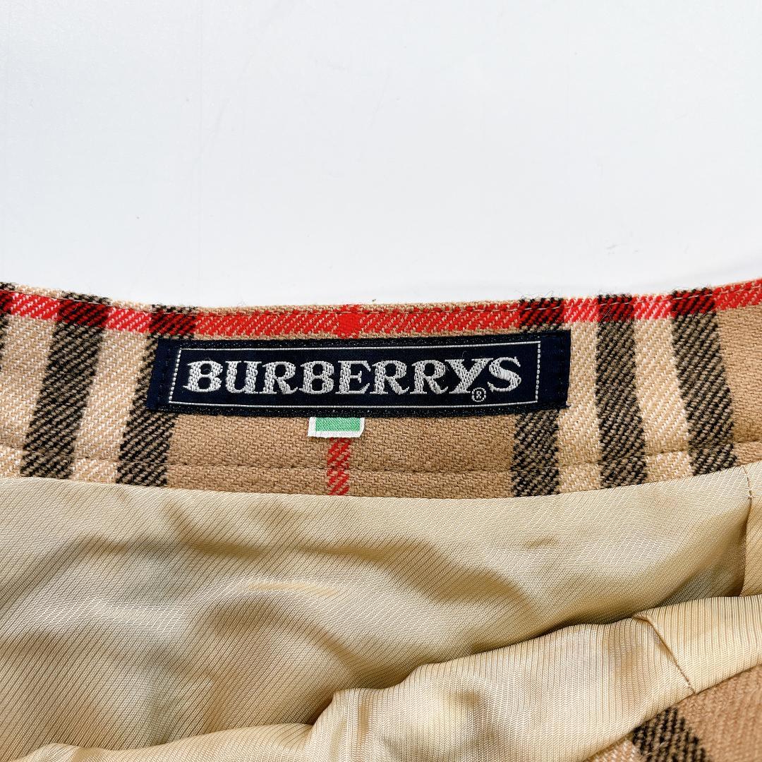 BURBERRYS 秋冬 ウール ノバチェック プリーツスカート9 M ベージュ