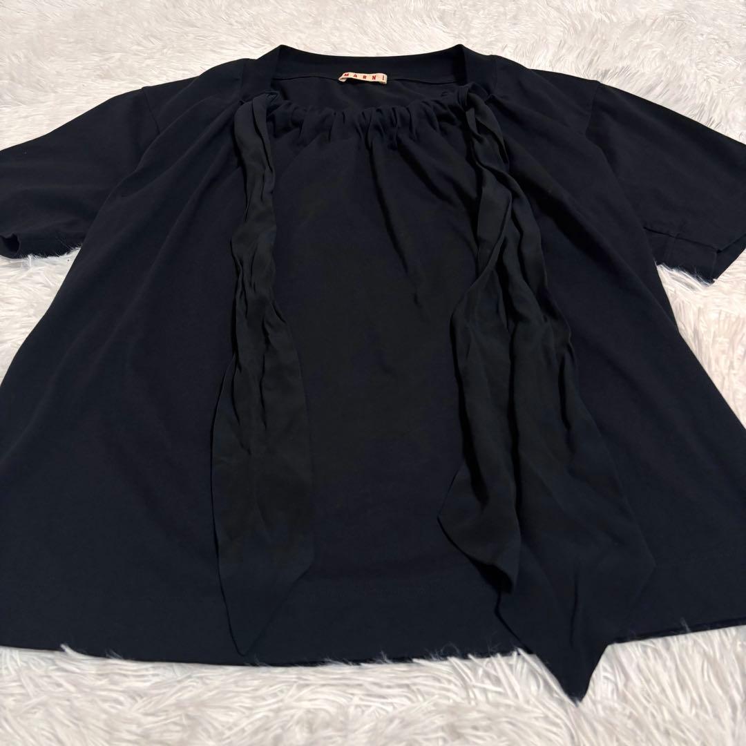 美品　MARNI ギャザーデザインブラウス ブラック コレクションモデル　36