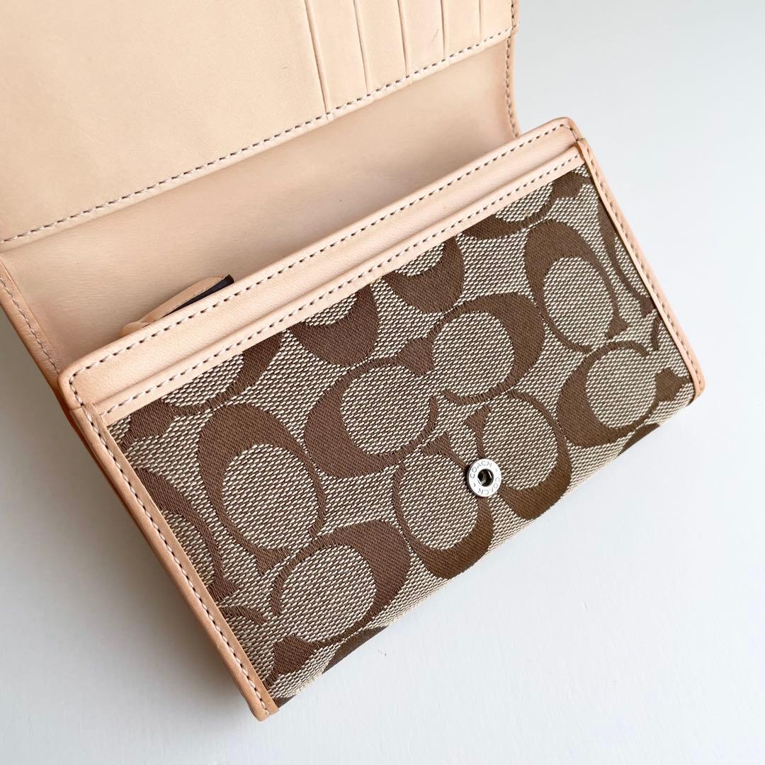 コーチ COACH 折り財布 ハンプトンズ シグネチャー ベージュ 新品