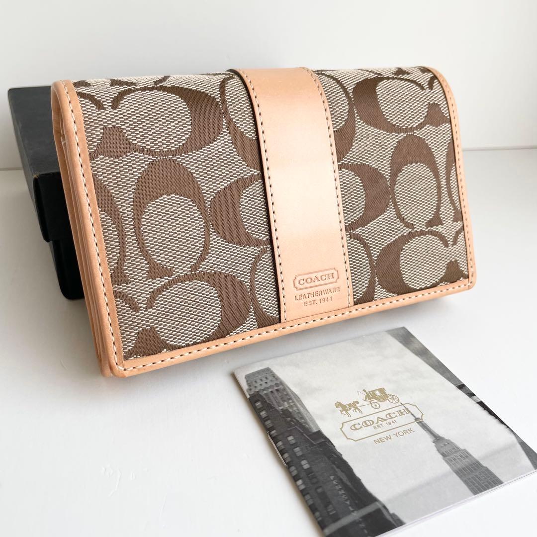 コーチ COACH 折り財布 ハンプトンズ シグネチャー ベージュ 新品