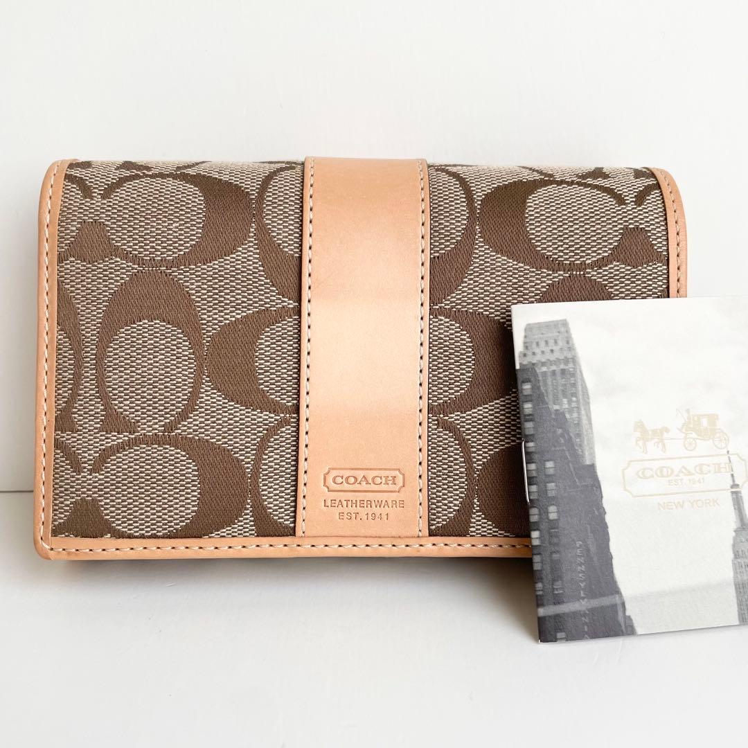 コーチ COACH 折り財布 ハンプトンズ シグネチャー ベージュ 新品