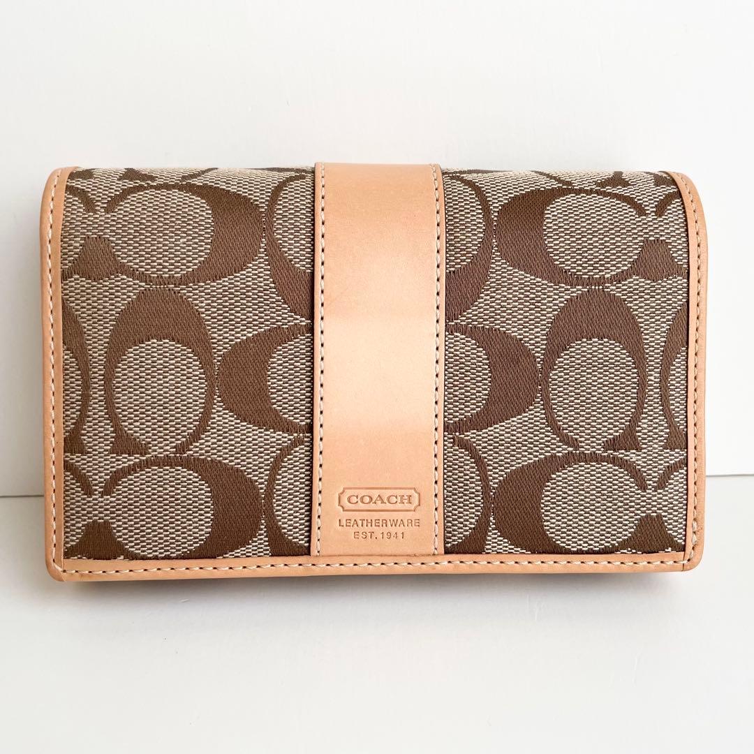 コーチ COACH 折り財布 ハンプトンズ シグネチャー ベージュ 新品