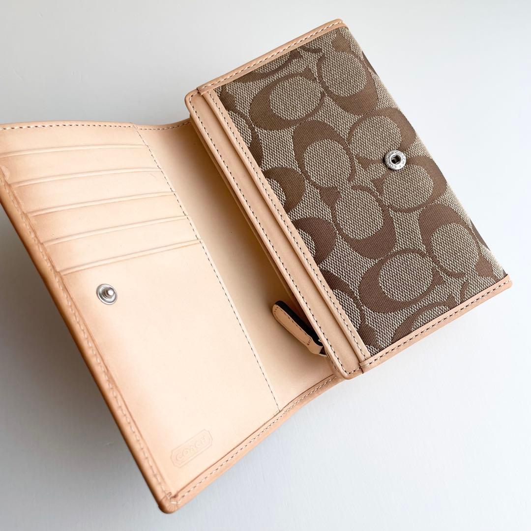 コーチ COACH 折り財布 ハンプトンズ シグネチャー ベージュ 新品