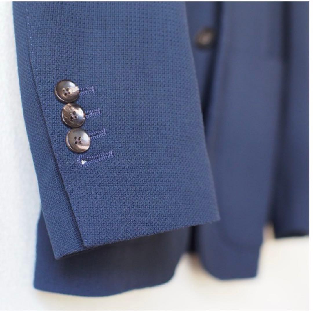 LARDINI ネイビー テーラードジャケット　ホップサック