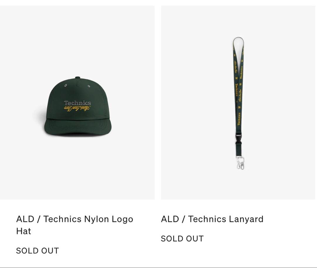 2026 ALD / Technics Nylon Logo Hat グリーン