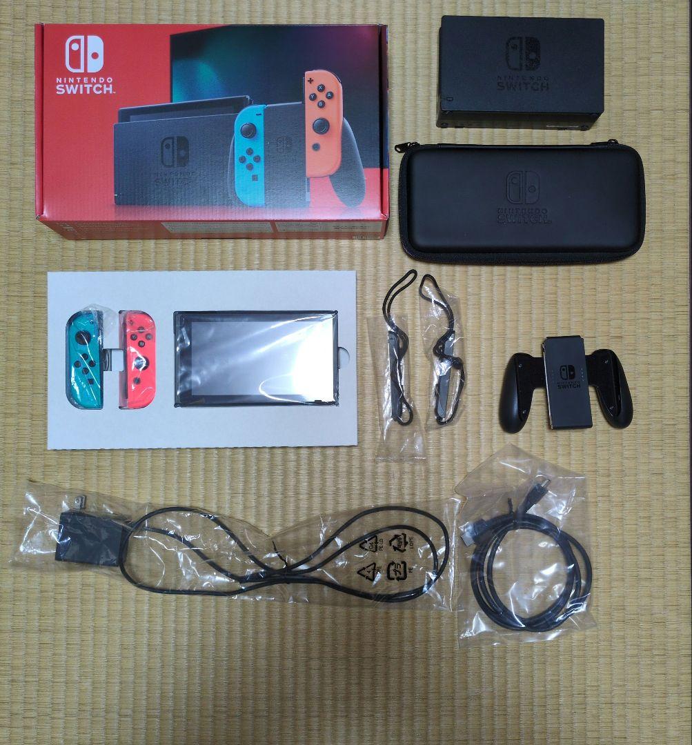 【美品】Nintendo Switch本体バッテリー強化版 ネオンレッド/ブルー