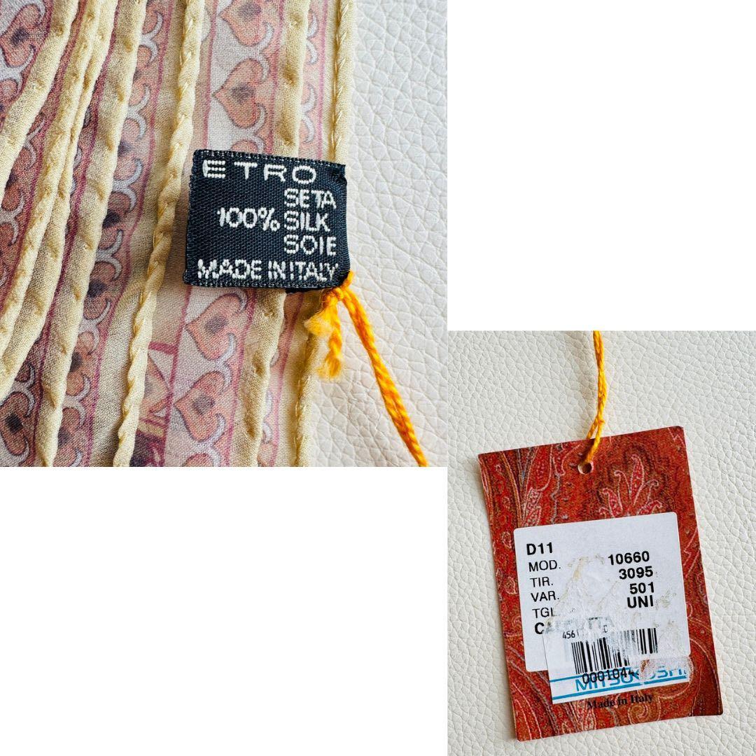タグ付極美品✨エトロ シルク100% ペイズリー柄 シフォンストール イタリア製