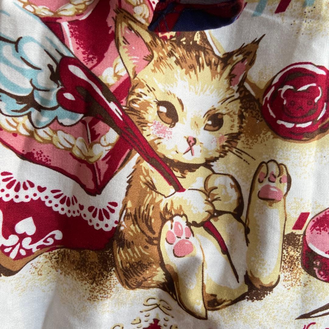 ベイビーザスターズシャインブライト こねこちゃん柄ジャンパースカート 紺 JSK