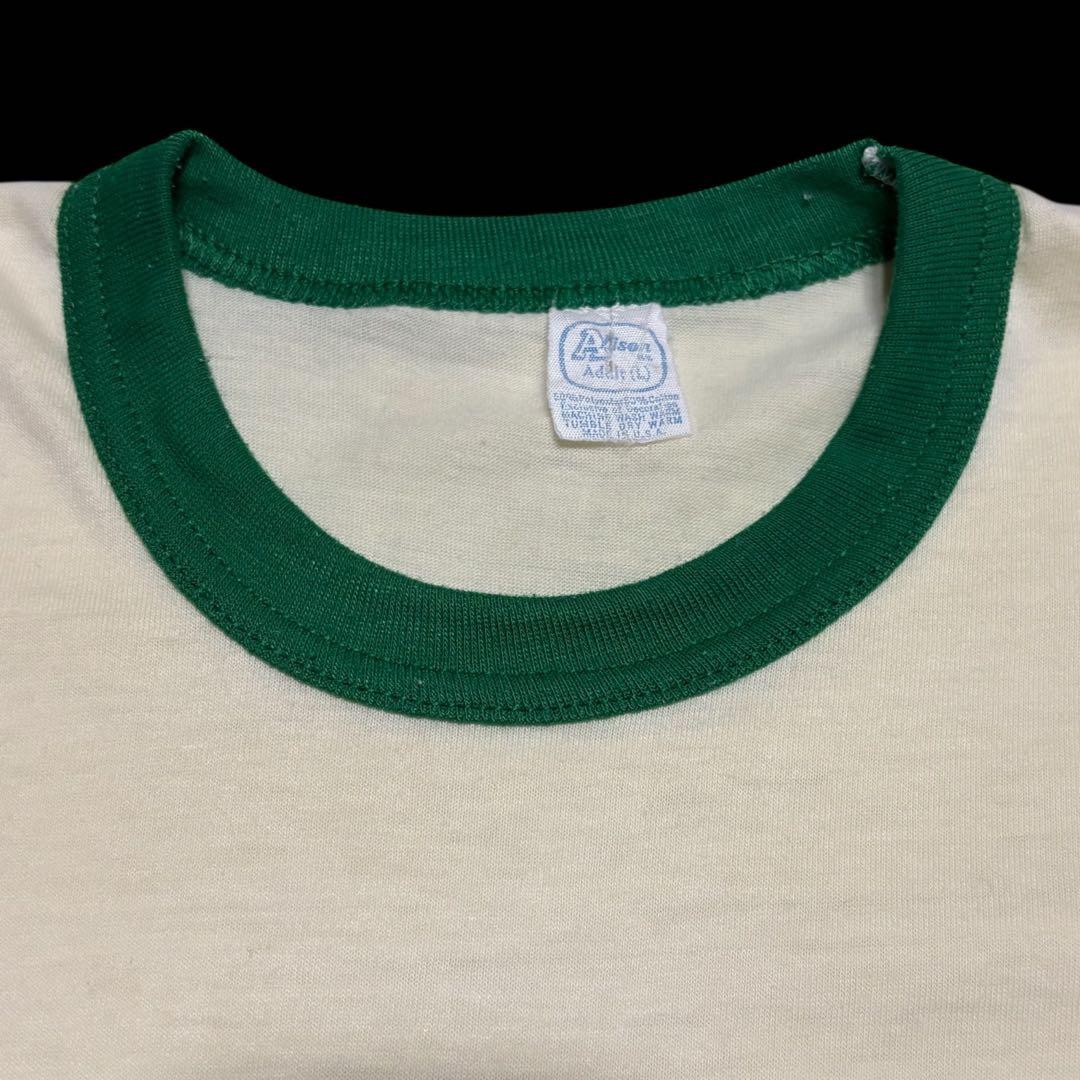 り*ん様 美品 70s Disney バターカラー 白足ミッキー リンガーT ア