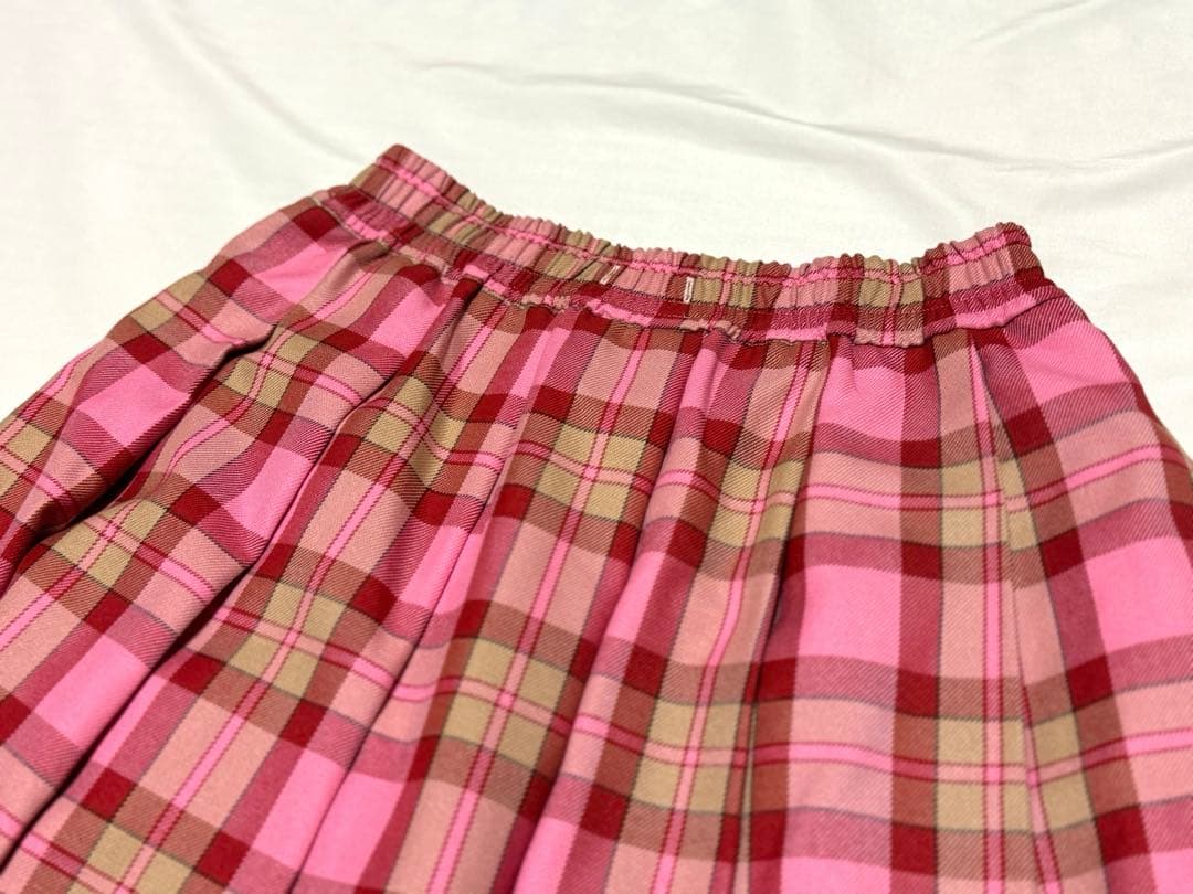 スカート MILK Check Pleats Skirt Pink & Red