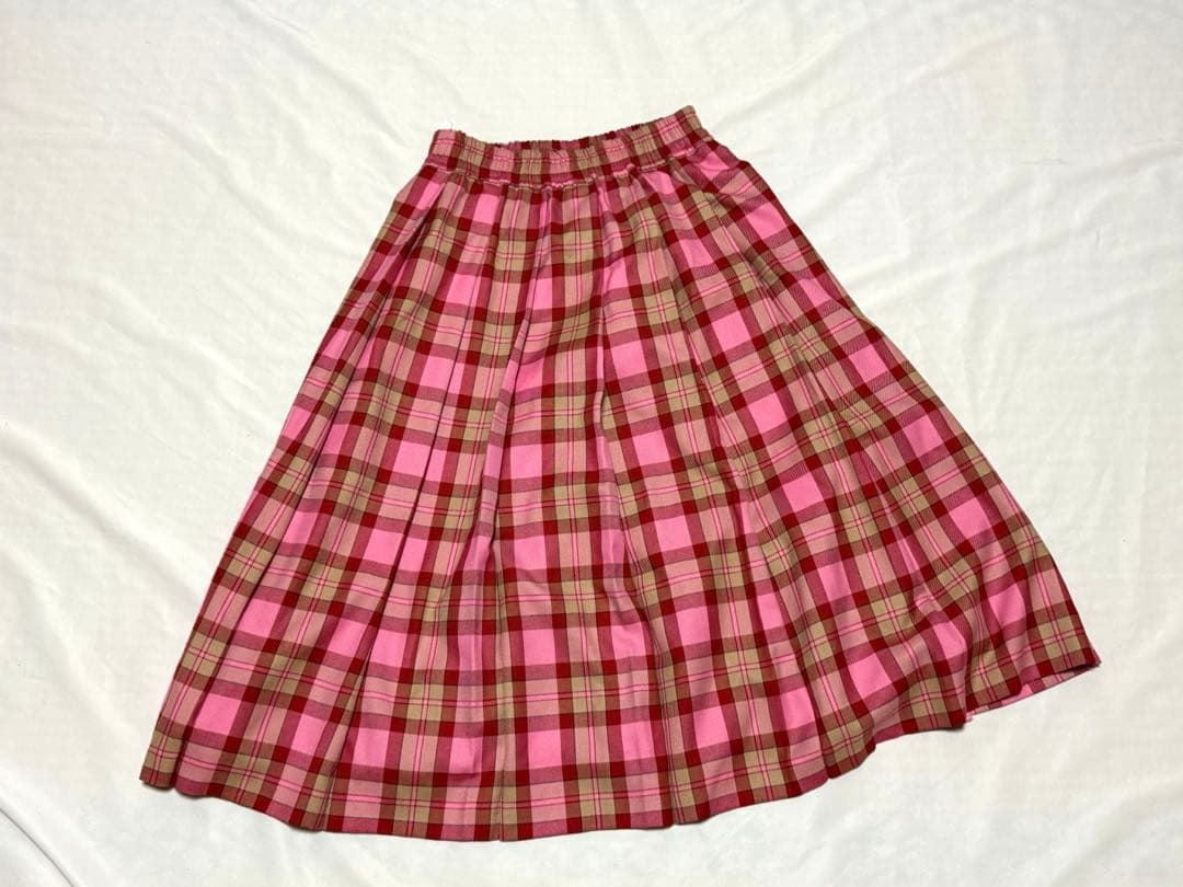 スカート MILK Check Pleats Skirt Pink & Red