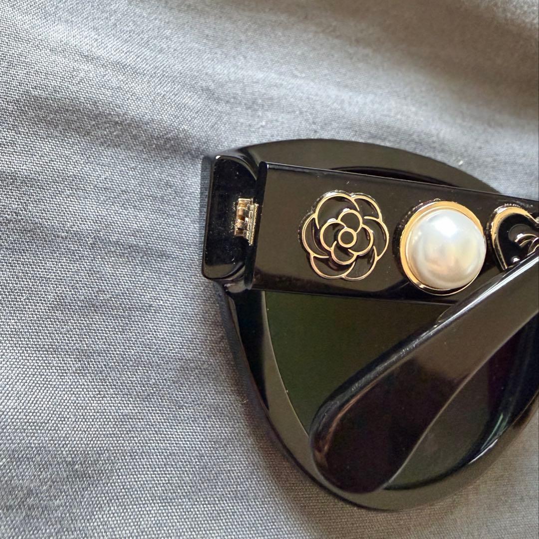 【美品】CHANEL シャネル サングラス バタフライシェイプ パール カメリア