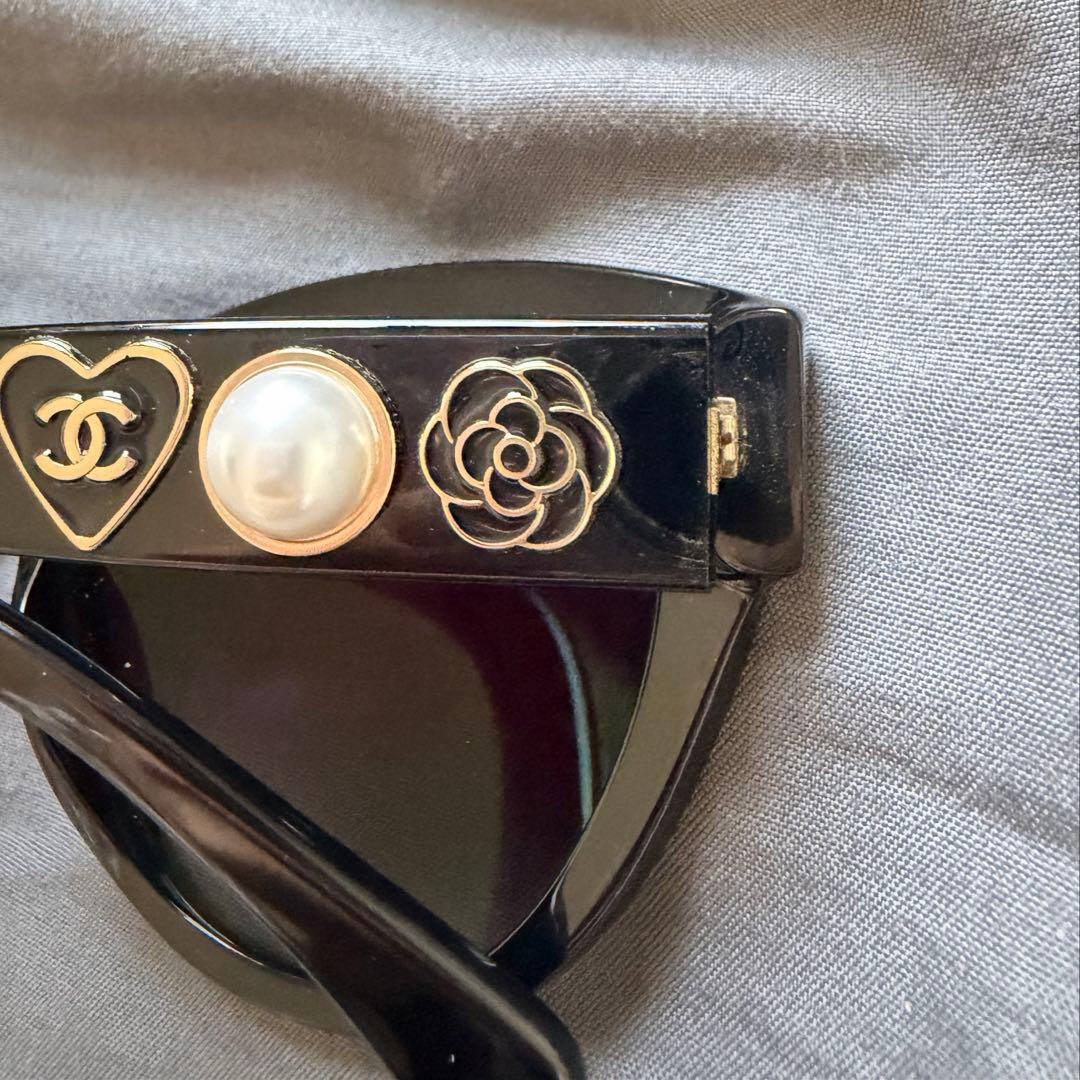 【美品】CHANEL シャネル サングラス バタフライシェイプ パール カメリア